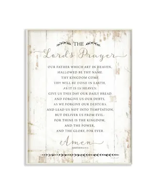 Stupell Industries The Lords Prayer Our Father Rustic Distressed White Wood Look, 10" L x 15" H