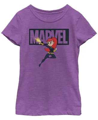 Marvel Girls Animated Black Widow Logo T-Shirt