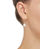 Cultured Freshwater Pearl Earrings (8mm) 10k Gold & White