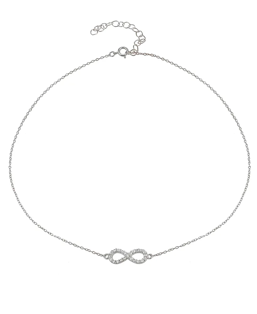 Cubic Zirconia Infinity Symbol Necklace Sterling Silver or 18k Yellow Gold Plated