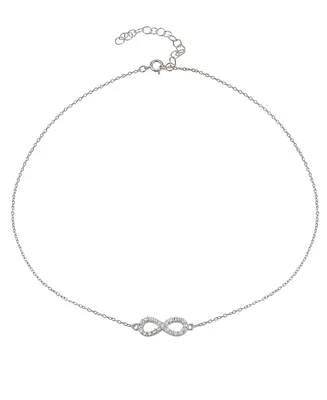 Cubic Zirconia Infinity Symbol Necklace Sterling Silver or 18k Yellow Gold Plated