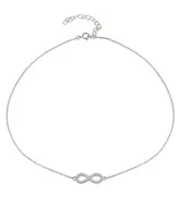 Cubic Zirconia Infinity Symbol Necklace Sterling Silver or 18k Yellow Gold Plated