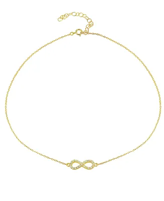 Cubic Zirconia Infinity Symbol Necklace Sterling Silver or 18k Yellow Gold Plated