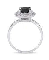 Black and White Diamond (1 5/8 ct. t.w.) Double Halo Engagement Ring 14k Gold