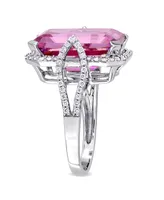 Pink Topaz (14 1/2 ct. t.w.) and Diamond (1/2 Ring 14k White Gold