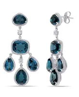 Blue Topaz (55 ct. t.w.) and Diamond (1 7/8 ct. t.w.) Geometric Dangle Earrings in 18k White Gold