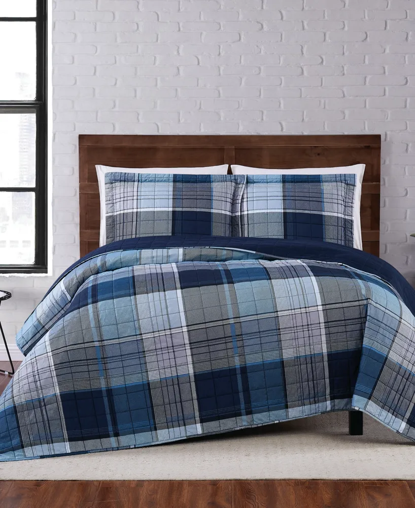 Truly Soft Trey Plaid Full/Queen Quilt Set