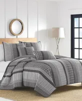 Nautica Gulf Shores Charcoal Cotton Reversible -Piece Quilt Set