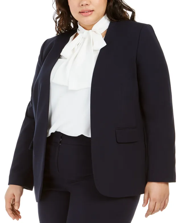 Bar III Trendy Plus Size Knit Drape-Front Blazer, Created for