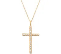 Diamond Cross 18" Pendant Necklace (1/4 ct. t.w.) in 10k Gold