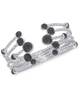 5 Row Crystal Dome Cuff Bangle in Sterling Silver