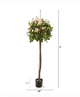 Nearly Natural 4ft. Rose Topiary Artificial Tree