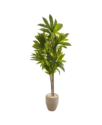 Nearly Natural 68in. Dracaena Artificial Plant in Sand Colored Planter Real Touch
