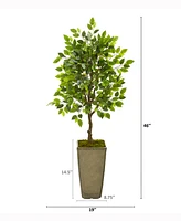 Nearly Natural 46in. Mini Ficus Artificial Tree in Green Planter