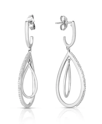 Diamond Interlocking Drop Earrings (1/10 ct. t.w.) in Sterling Silver