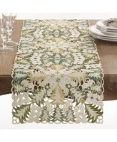 Saro Lifestyle Panettone Collection Holiday Christmas Tree Cutwork Table Runner