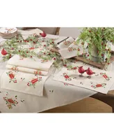 Saro Lifestyle Embroidered Ornament Holiday Linen Blend Table Runner