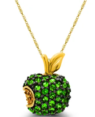 Tsavorite (1-3/8 ct. t.w.) and Yellow Sapphire (1/10 ct. t.w.) Apple Pendant in 14K Gold