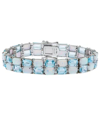 Sky Blue Topaz (26-3/8 ct. t.w.) and Opal (18-3/4 ct. t.w.) Tennis Bracelet in Sterling silver