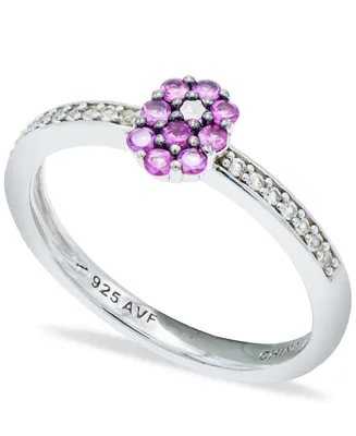Pink Sapphire (1/3 ct. t.w.) Diamond (1/20 ct. t.w.) Stackable Ring in Sterling Silver