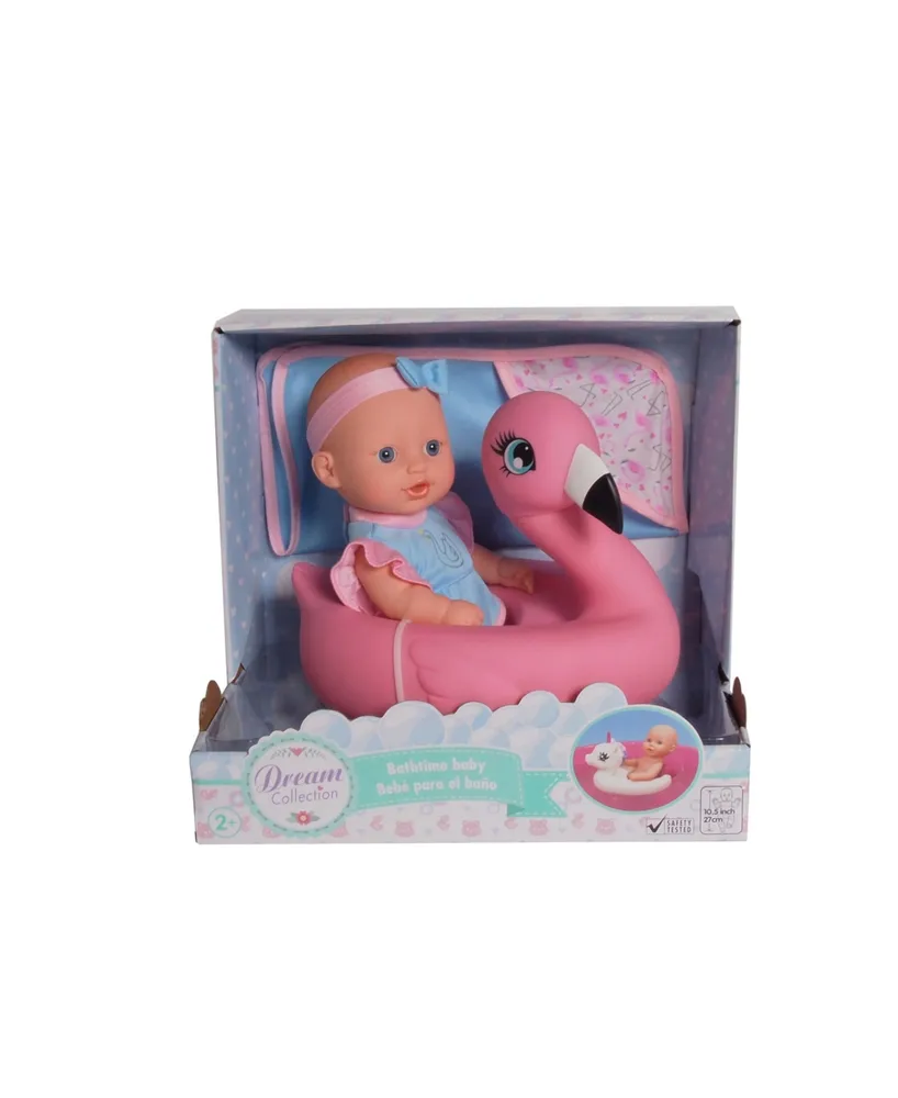 Dream Collection 10" Pretend Play Bath Time Baby Doll With Flamingo Float