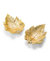 Classic Touch Leaf Candy Dishes, Set of 2 - Gold