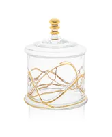 Classic Touch Vivid Glass Canister Jar With Lid - 14K Gold Swirl Design