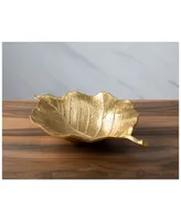 Classic Touch Gold Leaf Shaped Bowl with Vein Design