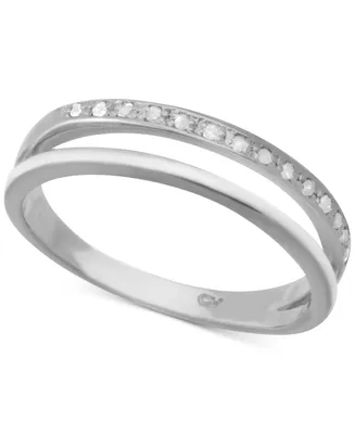 Diamond Split Shank Band (1/10 ct. t.w.) Sterling Silver