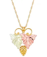 Grape and Leaf Pendant in 10k Yellow Gold with 12k Rose and Green Gold