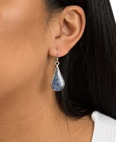 Medium Teardrop Dried Flower Earrings Sterling Silver. Available Multi, Blue, Yellow or Purple