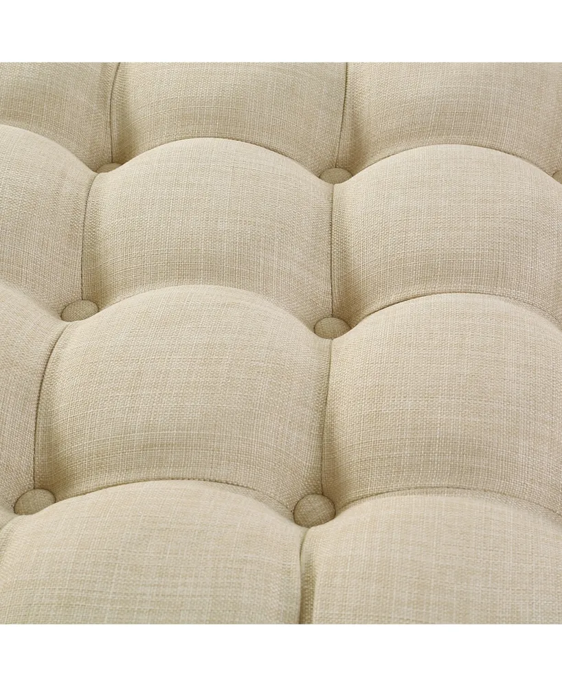 Inspired Home Bella Upholstered Tufted Allover Round Cocktail Ottoman