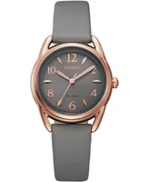 Drive From Citizen Eco-Drive Women's Gray Leather Strap Watch 30mm