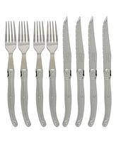 French Home Laguiole Stainless Steel Steak Knife and Fork Set, 8 Piece.