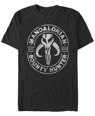 Men's Star Wars The Mandalorian Bounty Hunter Seek Destroy Short Sleeve T-Shirt