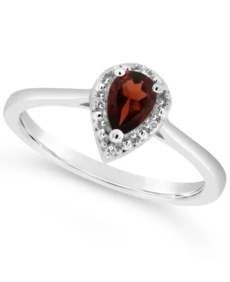 Garnet (3/8 ct. t.w.) and Diamond Accent Ring Sterling Silver