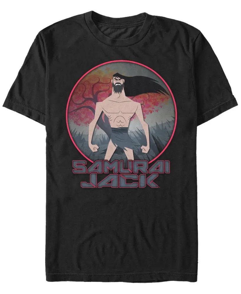 Fifth Sun Men's Samurai Jack The Meditating Warrior Badge Short Sleeve T- shirt