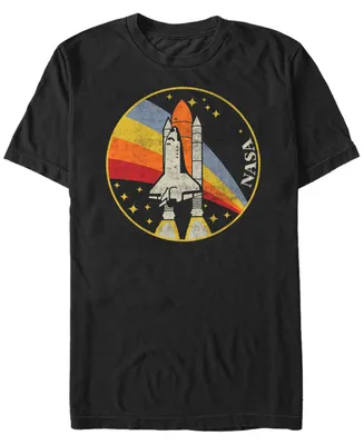 Fifth Sun Nasa Men's Retro Rainbow Rocket Launch Short Sleeve T- shirt