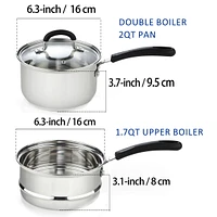 Cook N Home Professional Stainless Steel Double Boiler, 2 Quarts