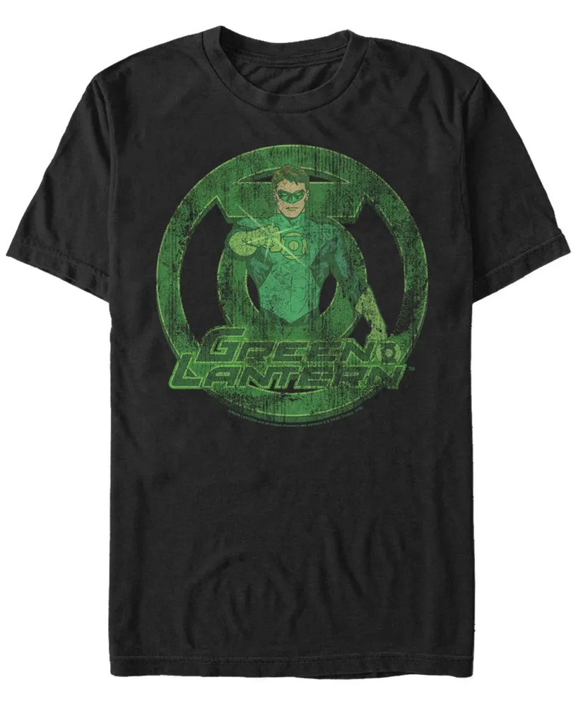 Fifth Sun Dc Men's Green Lantern Distressed Portrait Logo Short Sleeve T-Shirt