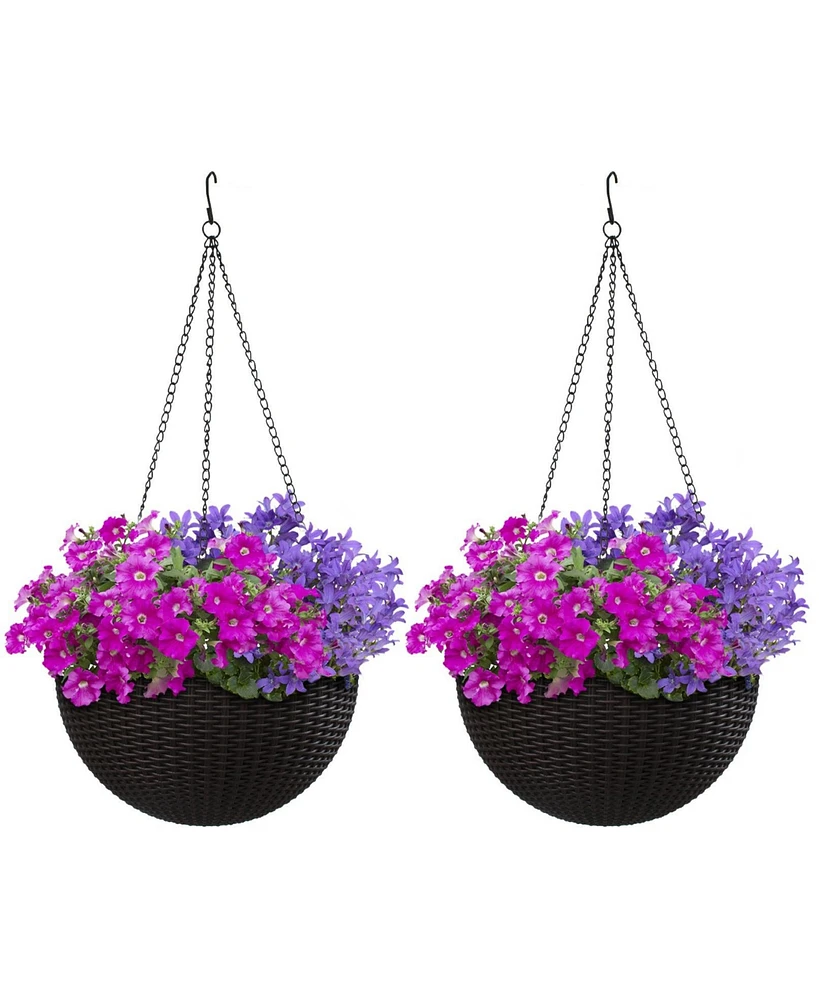 Sorbus Hanging Planter Round-Espresso Brown (Large, 2-Pack)