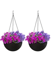 Sorbus Hanging Planter Round-Espresso Brown (Large, 2-Pack)