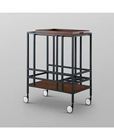 Inspired Home Ron Serving Bar Cart with Metal Frame and Casters
