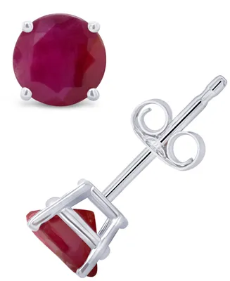 Ruby (1-1/5 ct. t.w.) Stud Earrings 14K White Gold. Also Available Yellow Gold