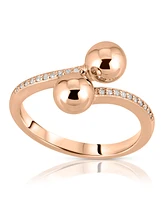 Brilliant Bubbles Diamond (1/10 ct. t.w.) Bypass Ring Designed Sterling Silver, 14k Yellow Gold over Silver or Rose