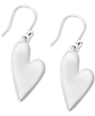 Lucky Brand Silver-Tone Heart Drop Earrings