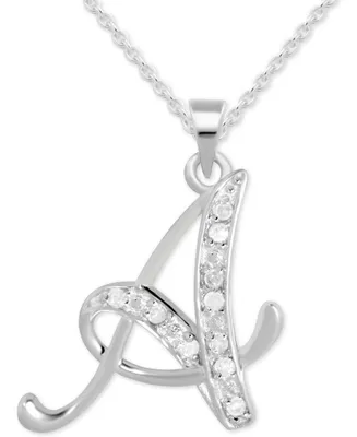 Diamond A Initial 18" Pendant Necklace (1/10 ct. t.w.) in Sterling Silver