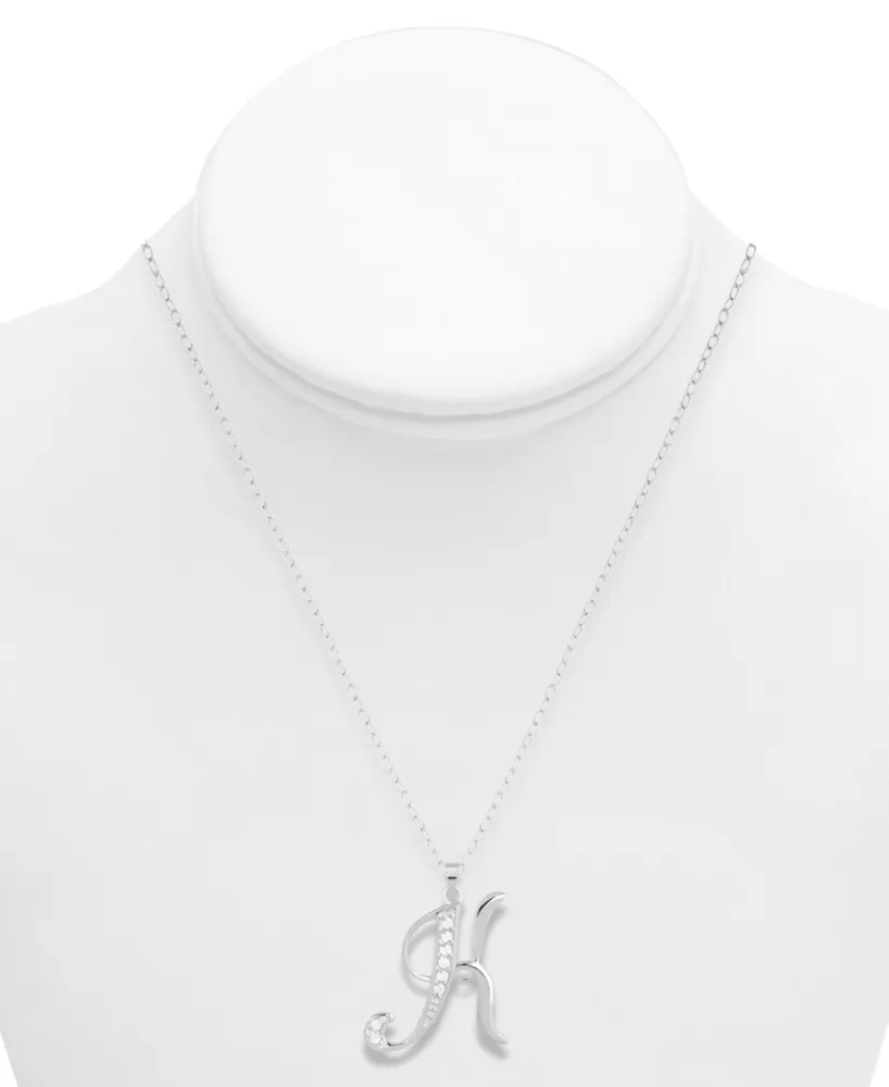 Diamond K Initial 18" Pendant Necklace (1/10 ct. t.w.) in Sterling Silver