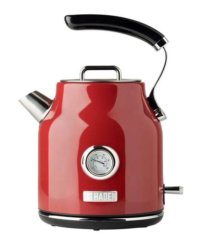 MegaChef 1.7L Red Cordless Half Round Electric Stainless Steel Tea