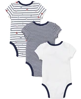 Little Me Baby Boys Cotton Sports Star Bodysuits, Pack of 3